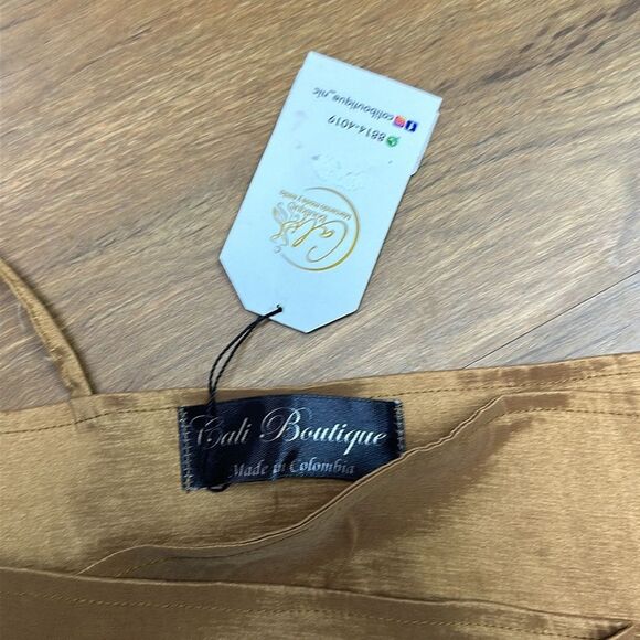 Gold Women's Sleeveless Crop Tube Top One Strapless Bow Twist Tie Front One Size - Picture 3 of 4